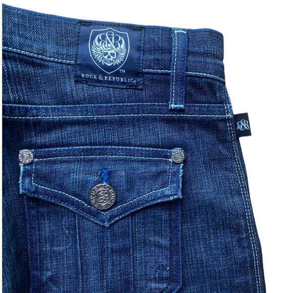 Rock & Republic Suzie Y2K  Dark Wash Wide Leg Denim Jeans Size 27 - Picture 8 of 9